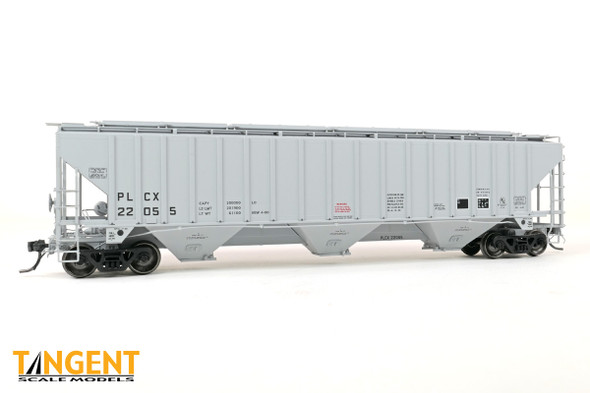 Tangent Scale Models 36365-02 - PS4750 Covered Hopper  “Gray Lease” 4-1980 Pullman Leasing (PLCX) 22029 - HO Scale