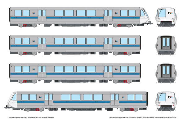 PRE-ORDER: Rapido 204005 - A-B-B-A Train #2 (DC Silent) Bay Area Rapid Transit (BART)  - HO Scale