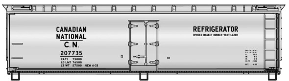 Accurail 81801 - 40' Wood Refrigerator Car Canadien National (CN) 207735 - HO Scale Kit