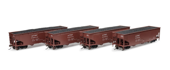Athearn 33078 - 40' Offset Coal Hopper w/Load Atchison, Topeka and Santa Fe (ATSF) 4-pack - HO Scale