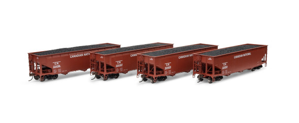 Athearn 33084 - 40' Offset Coal Hopper w/Load Canadian National (CN) 4-pack - HO Scale