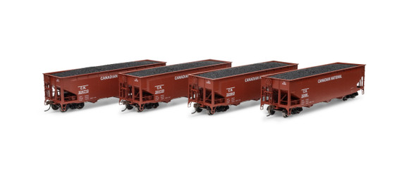 Athearn 33085 - 40' Offset Coal Hopper w/Load Canadian National (CN) 4-pack - HO Scale