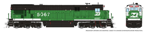 Rapido 42104 - GE C33-7 (DC Silent) Burlington Northern (BN) 5067 Whiteface - HO Scale