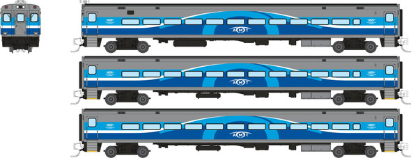 PRE-ORDER: Rapido 528051 - Comet Car Set #1 (Cab Car and 2 Coaches) AMT Montreal (AMT) Late Scheme - N Scale