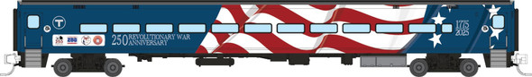 PRE-ORDER: Rapido 528061 - Comet Car Coach Massachusetts Bay Transportation Authority (MBTA) Massachusetts 250 Wrap - N Scale