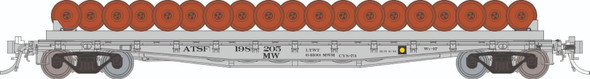 PRE-ORDER: Rapido 138501 - F30D 50' Wheel Flat Car (3-pack) Atchison, Topeka and Santa Fe (ATSF) 198205, 198207, 198208 - HO Scale