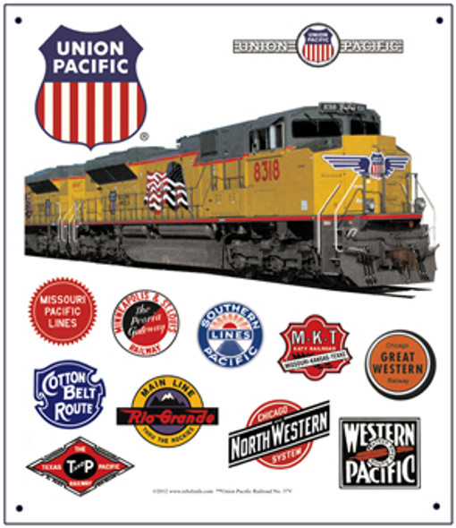 Rebel Rails 014 - Tin Sign UP Historic Logos  -