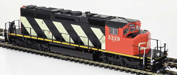 Bowser 25379 - GMD SD40-2W Widecab (DC Silent) Canadian National (CN) 5329 Sergeant Stripes, Horn moved to middle of body, No Snow Shield - HO Scale