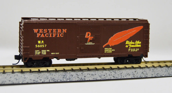 Value Trains USA N40-303-56060 - Feather Scheme 40' PS-1 Boxcar Western Pacific (WP) 56060 - N Scale