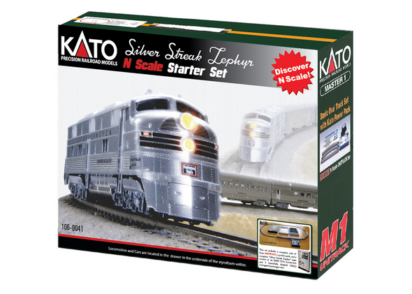 Kato 106-0041 - CB&Q Silver Streak Zephyr Stater Set - N Scale