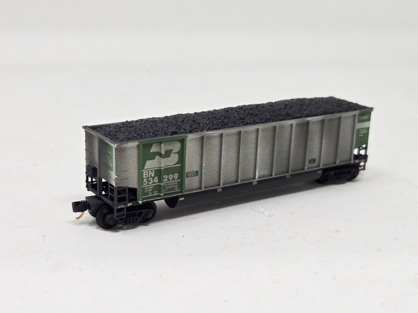 Pre-Owned: Deluxe Twin Tub Coal Gon w/Load + Weathered Burlington Northern (BN) 533379 - N Scale