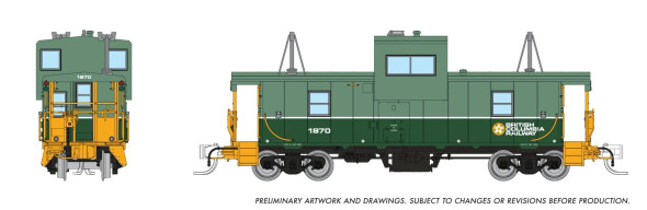 PRE-ORDER: Rapido 510053 - Wide Vision Caboose British Columbia Railway (BCOL) 1870 - N Scale