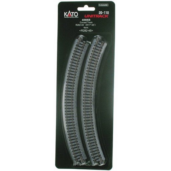 Kato 20-110 - 282mm (11") Radius 45Âº Curve Track [4 pcs] - N Scale