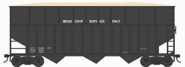 Bowser 43434 - 70 Ton Rib Side Wood Chip Hopper Cars Data Only Black - HO Scale