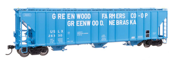 Walthers Proto 920-106192 - 55' Evans 4780 Covered Hopper Greenwood (USLX) 26339 - HO Scale