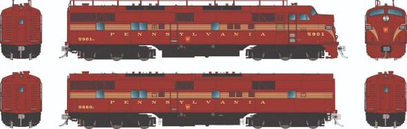 PRE-ORDER: Rapido 29025 - EMD E7A + E7B (DC Silent) Pennsylvania (PRR) 5883 + 5882B - HO Scale