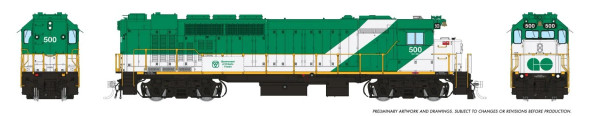 PRE-ORDER: Rapido 34509 - GMDD GP40TC (DCC and Sound) GO Transit 500 Green & White, Late Font - HO Scale