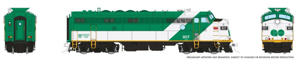 PRE-ORDER: Rapido 222552 - APCU (DCC and Sound) GO Transit 907 Late Font - HO Scale