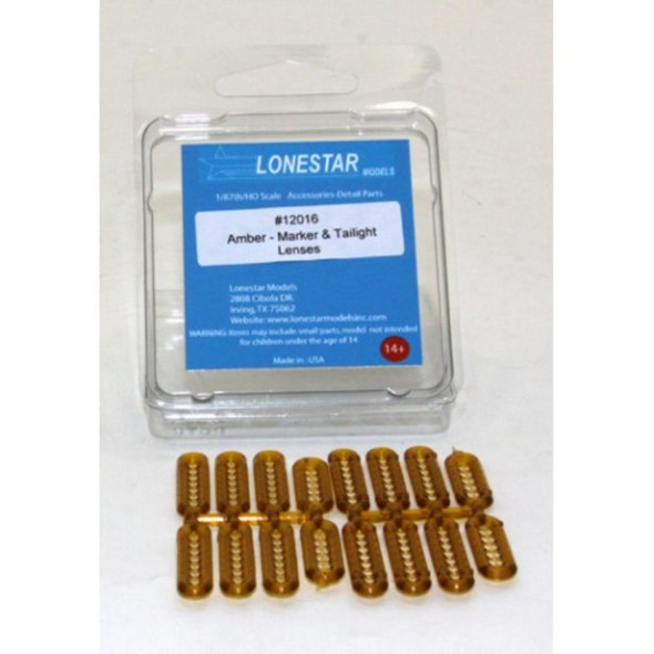 Lonestar Model 12016 - Marker & Tail Light Lenses  - Amber   - HO Scale
