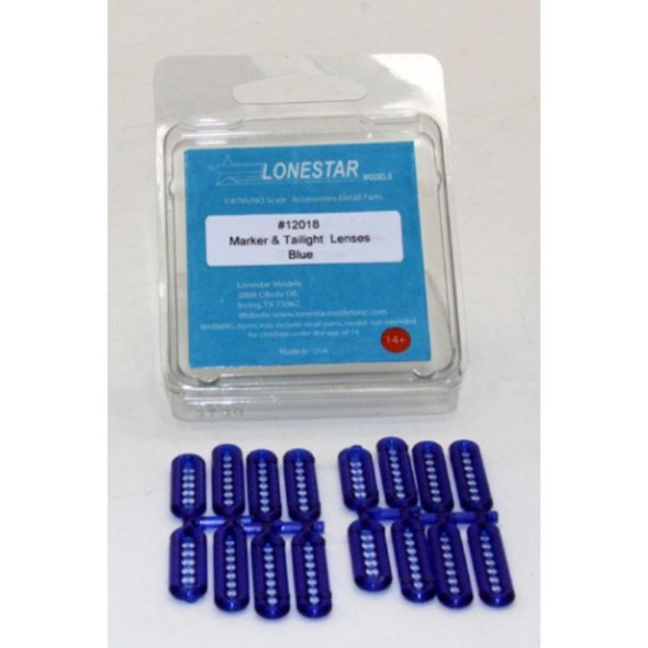 Lonestar Model 12018 - Marker & Tail Light Lenses  - Blue   - HO Scale