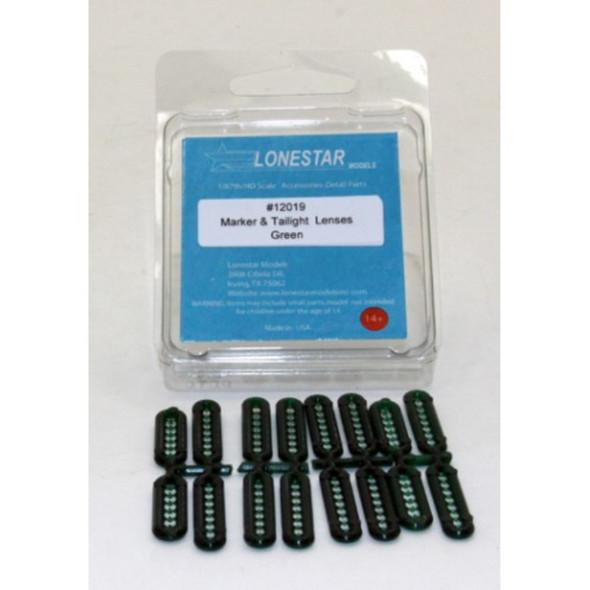 Lonestar Model 12019 - Marker & Tail Light Lens Accessory Pack - Green    - HO Scale