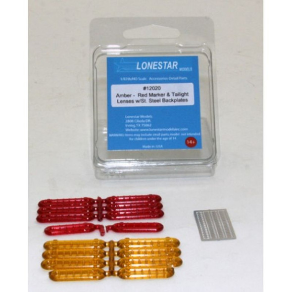 Lonestar Model 12020 - Tail & Marker Light Lens Accessory Pack - Red/Amber   - HO Scale