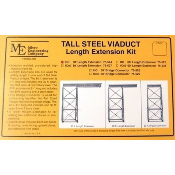 Micro Engineering 75524 - Tall Steel Viaduct 80ft length Extension - HO Scale