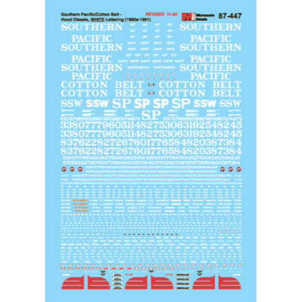 Micro-Scale 87-447 - Southern Pacific / Cotton Belt Hood Diesels (1970s-1991) Decals    - HO Scale