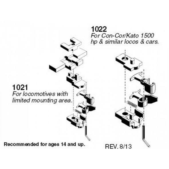 Micro-Trains 00102021 - Low Body Mount Coupler short profile (1021/1022) - 2 pair