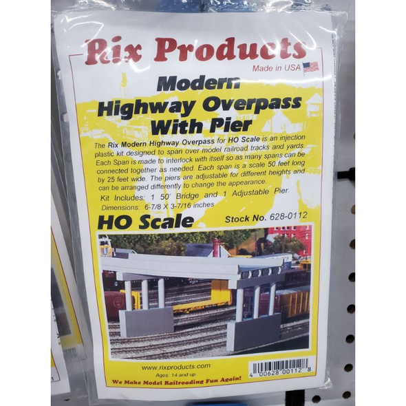 Rix Products 112 - Modern Highway Overpass with Pier - HO Scale Kit