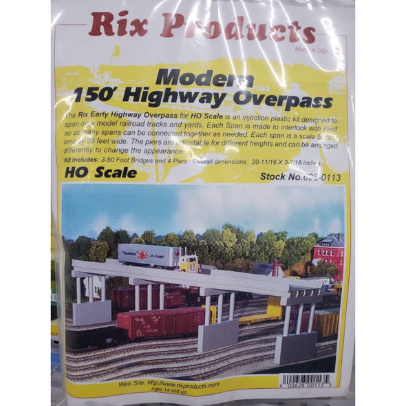 Rix Products 113 - Modern 150 foot Highway Overpass - HO Scale Kit