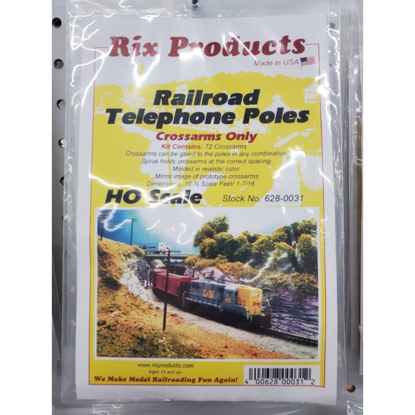 Rix Products 0031 - Railroad Telephone Poles, Crossarms Only 72pcs - HO Scale Kit