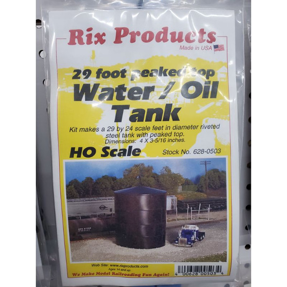 Rix Products 0503 - 29' Peaked Top Water / Oil Tank - HO Scale Kit