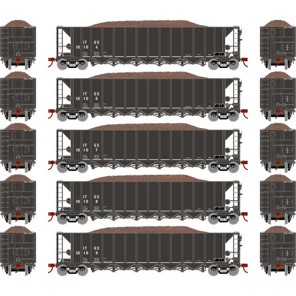 Athearn 98495 - Ortner 5 Bay Rapid Discharge Hopper ITGX (5) - HO Scale
