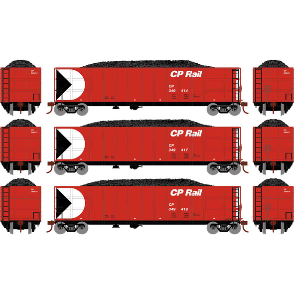 Athearn 7672 - 50' Thrall High Side Gondola w/Load (3) Canadian Pacific (CP)  - HO Scale