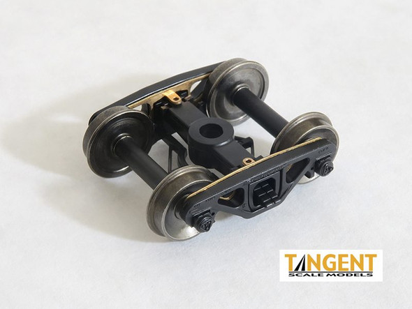 Tangent Scale Models 110 - 70-Ton Gould Caboose Roller Bearing Trucks with Blackened Normal Tread Wheelsets and Power Pickup (SKU 110)  - HO Scale