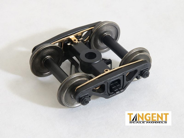 Tangent Scale Models 111 - 70-Ton Gould Caboose Roller Bearing Trucks with Blackened Semi-Scale Wheelsets and Power Pickup (SKU 111)  - HO Scale