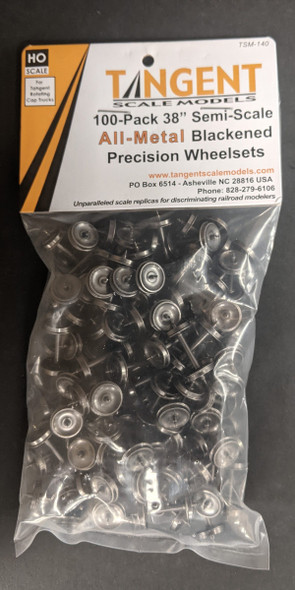 Tangent Scale Models 140 - 38 inch Semi-Scale Blackened All-Metal Precision Wheelsets for Tangent Rotating Roller Bearing Trucks - 100 pack (SKU 140)  - HO Scale