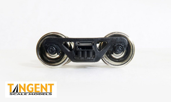 Tangent Scale Models 405 - 100-Ton Barber S-2 Trucks with Spinning Brenco-6 Bearings and Nickel Plated Semi-Scale Tread All-Metal Precision Wheelsets (405)  - HO Scale