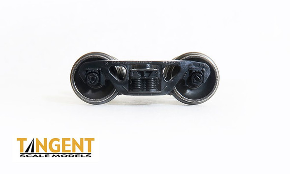 Tangent Scale Models 413 - 70-Ton Barber S-2-A Trucks with Spinning Brenco-6 Bearings and Blackened Normal Tread All-Metal Precision Wheelsets (413)  - HO Scale