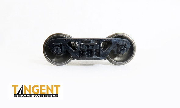 Tangent Scale Models 417 - 70-Ton Barber S-2-A Trucks with Rotating Brenco-3 Bearings and Blackened Semi-Scale Tread All-Metal Precision Wheelsets (417)  - HO Scale