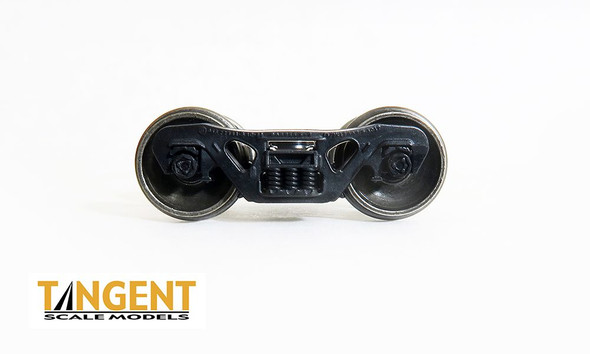 Tangent Scale Models 423 - 100-Ton Low Profile Barber S-2-C Trucks with Spinning Brenco-6 Bearings and Blackened Normal Tread All-Metal Precision Wheelsets (423)  - HO Scale
