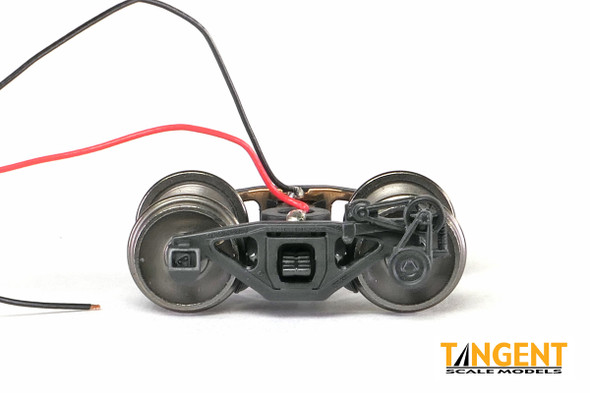 Tangent Scale Models 2034 - 70-Ton Gould Rebuilt Roller Bearing Generator Caboose Trucks with Blackened Semi-Scale Wheelsets and Power Pickup (SKU 2034)  - HO Scale