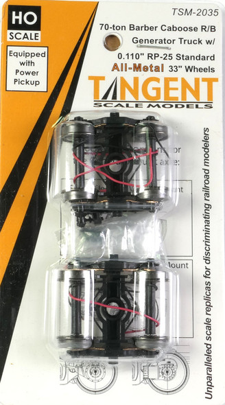 Tangent Scale Models 2035 - 70-Ton Barber Roller Bearing Generator Caboose Trucks w/ Blackened Standard Wheelsets and Power Pickup (SKU 2035)  - HO Scale