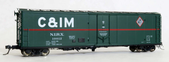 Moloco 51003-03 - Delivery '62, PCF 50' RBL Plt B 10-0 Offset Door, DF-B Bulkheads Chicago & Illinois Midland (CIM) NIRX 10008 - HO Scale