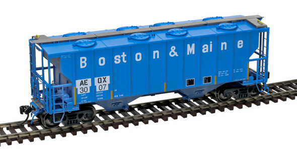 Atlas Master Plus 20007686 - Portec 3000 Covered Hopper ATEL Leasing (AEQX) ex-B&M (Blue/White/Yellow) 3007 - HO Scale