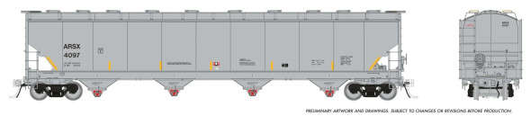 PRE-ORDER: Rapido 136001A-4206 - Trinity 6221cuft Plastics Covered Hopper ARSX (Sunoco) 4206 - HO Scale