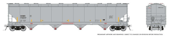 PRE-ORDER: Rapido 136004A-710101 - Trinity 6221cuft Plastics Covered Hopper XOMX (Exxon-Mobil) 710101 - HO Scale