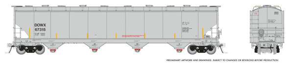 PRE-ORDER: Rapido 136005A-67698 - Trinity 6241cuft Plastics Covered Hopper Dow Chemical Company (DOWX) 67698 - HO Scale