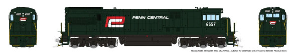 PRE-ORDER: Rapido 43019 - GE U33C (DC Silent) Penn Central (PC) 6557 Red P - HO Scale
